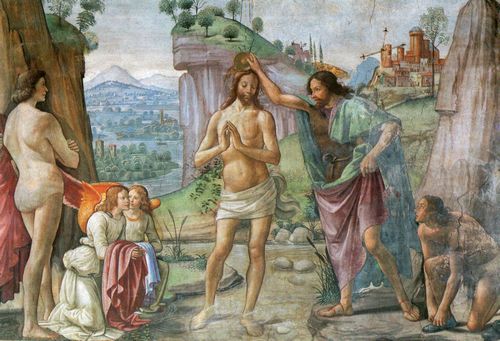 Ghirlandaio, Domenico: Florenz, Santa Maria Novella: Geschichten aus dem Leben des Tufers: Die Taufe Christi, Detail