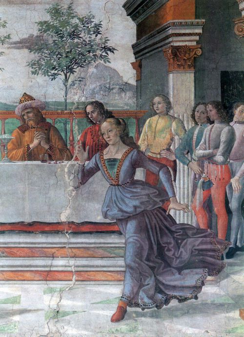 Ghirlandaio, Domenico: Florenz, Santa Maria Novella: Geschichten aus dem Leben des Tufers: Das Gastmahl des Herodes, Detail