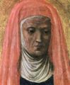 Masaccio: Hl. Anna, Maria mit Kind und fünf Engeln (Sant'Anna metterza), Detail des Kopfes der Hl. Anna