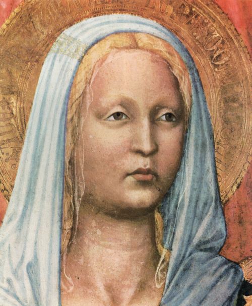 Masaccio: Hl. Anna, Maria mit Kind und fnf Engeln (Sant'Anna metterza), Detail des Kopfes der Maria