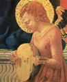 Masaccio: Mitteltafel: Maria mit Kind, Detail des musizierenden Engels unten rechts
