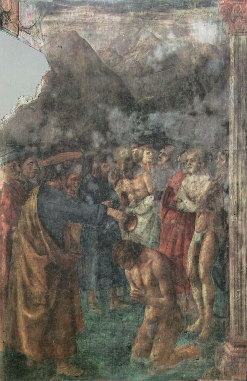 Masaccio: Szenen aus dem Leben Petri, Szene: Die Taufe eines Bekehrten