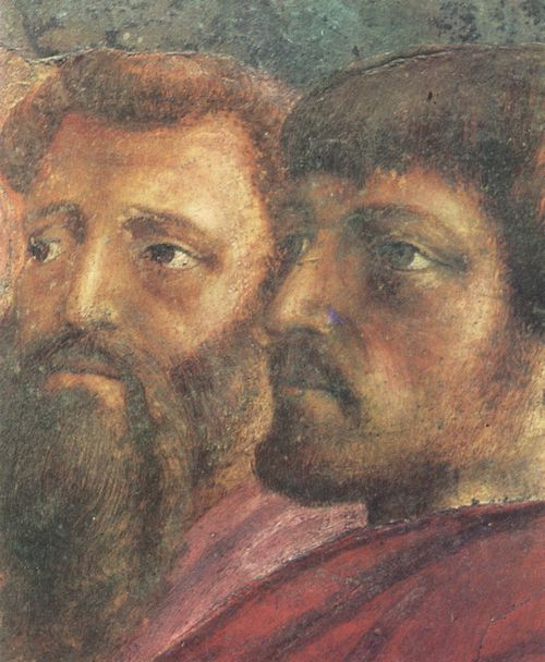 Masaccio: Szenen aus dem Leben Petri, Szene: Der Zinsgroschen, Detail: Zwei Apostel