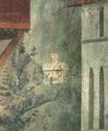Masaccio: Szenen aus dem Leben Petri, Szene: Petrus verteilt Almosen an die Gemeinde. Tod des Ananias und seiner Frau, Detail: Landschaft