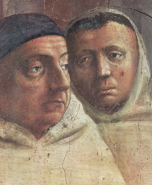 Masaccio: Szenen aus dem Leben Petri, Szene: Erweckung des Sohnes des Theophilus, Frst von Antiochien und Petrus in Kathedra, Detail