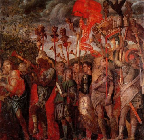 Mantegna, Andrea: Der Triumphzug Csars: Musikanten und Bannertrger