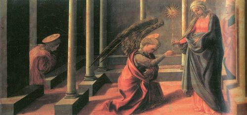 Lippi, Fra Filippo: Verkündigung des Todes der Jungfrau und Ankunft der Apostel (I)