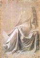 Leonardo da Vinci: Gewandstudie fr eine sitzende Figur in Dreiviertelansicht nach links