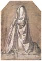 Leonardo da Vinci: Gewandstudie fr eine kniende Figur in Dreiviertelansicht nach links