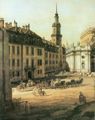 Canaletto (II): Der neue Georgenbau mit Schloss und Hausmannsturm sowie Katholischer Hofkirche