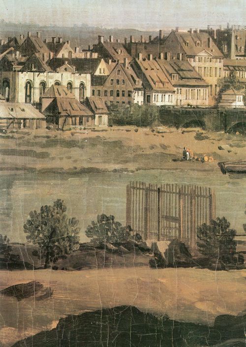 Canaletto (II): Das Neustdter Elbufer mit Brcke vom Blockhaus nach Osten