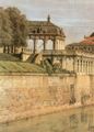 Canaletto (II): Der Festungssockel mit dem Mathematischen Salon, den Langgalerien und dem Kronentor mit vorgelegter Grabenbrcke