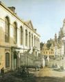 Canaletto (II): Die Gemäldegalerie mit der doppelläufigen Freitreppe, dahinter Bürgerhäuser des 17. und 18. Jahrhunderts