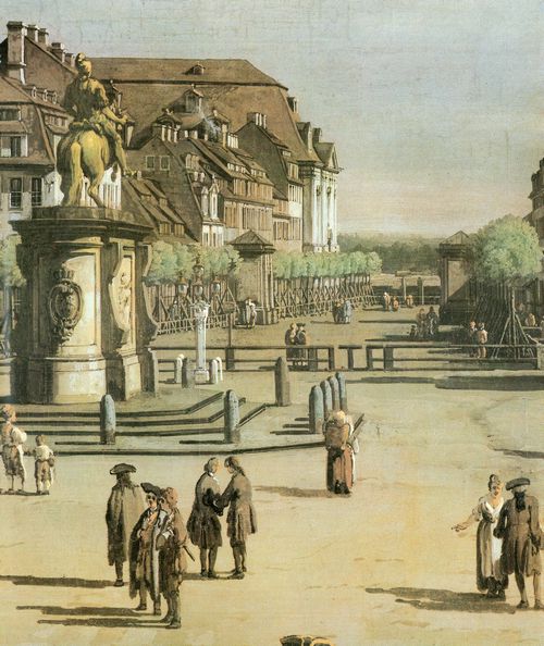 Canaletto (II): Denkmal Augusts des Starken mit der westlichen hauptstrae vom Gewandhaus bis zur Dreiknigskirche