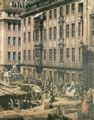 Canaletto (II): Steinmetzen bei Wiederaufbauarbeiten vor Bürgerhäusern der Kreuzgasse