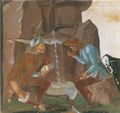 Signorelli, Luca: Fresken in Monte Oliveto: Der Hl. Benedikt schilt den Bruder des Mönches Valeriano, Detail