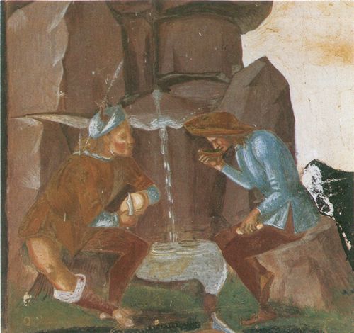 Signorelli, Luca: Fresken in Monte Oliveto: Der Hl. Benedikt schilt den Bruder des Mnches Valeriano, Detail