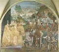 Signorelli, Luca: Fresken in Monte Oliveto: Der Hl. Benedikt begegnet dem König Totila und heißt ihn willkommen