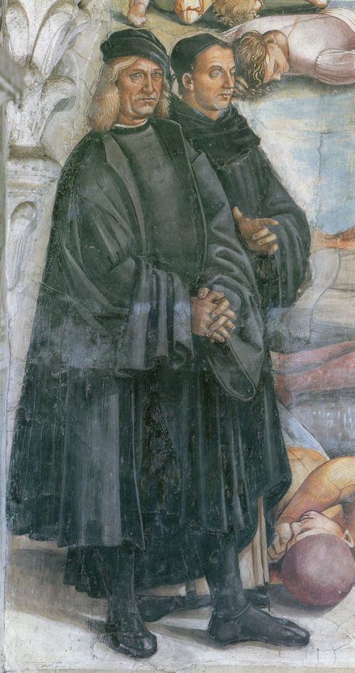 Signorelli, Luca: Werke im Dom von Orvieto: Die Predigt und die Taten des Antichrist, Detail des Luca Signorelli und des Fra Angelico
