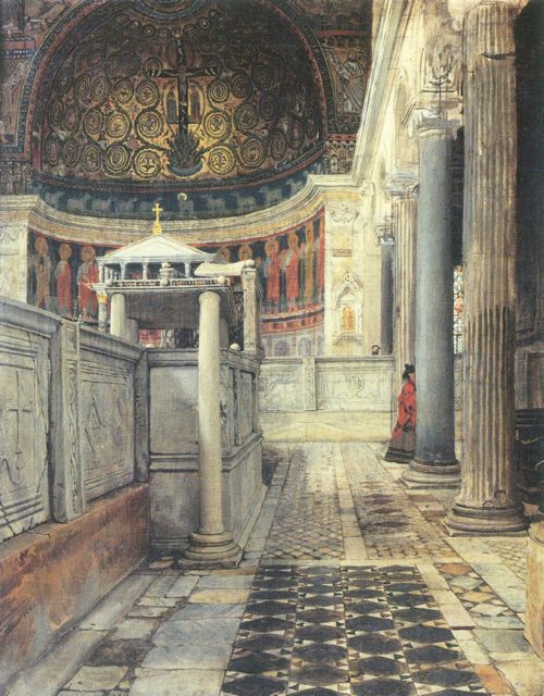 Alma-Tadema, Sir Lawrence: Der Innenraum der Kirche von San Clemente, Rom