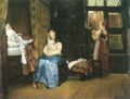 Alma-Tadema, Sir Lawrence: Eine Geburtskammer, Siebzehntes Jahrhundert