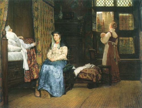 Alma-Tadema, Sir Lawrence: Eine Geburtskammer, Siebzehntes Jahrhundert