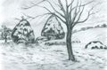 Guillaumin, Jean-Baptiste Armand: Landschaft mit Heuschobern oder Heuschober im Palaiseua im Winter