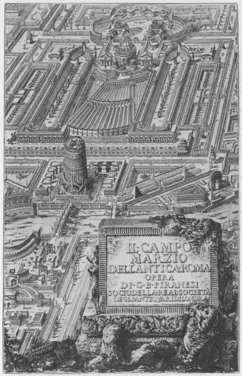 Piranesi, Giovanni Battista: Das Marsfeld im antiken Rom, Frontispiz