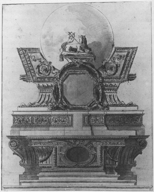 Piranesi, Giovanni Battista: S. Maria del Priorato: Werkzeichnung fr den unteren Teil des Hochaltars