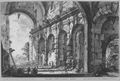 Piranesi, Giovanni Battista: Vedute di Roma: Curia Hostilia (Subkonstruktionen vom Tempel des Divus Claudius bei SS. Giovanni e Paolo)