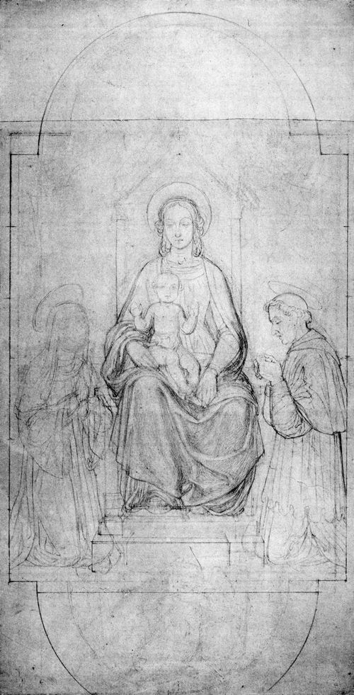 Sutter, Joseph: Maria thronend, vom Hl. Domenikus und der Hl. Katharina von Siena verehrt