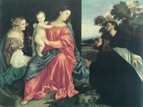Tizian: Die Jungfrau mit dem Kind und der Hl. Katharina, dem Hl. Dominque und einem Stifter