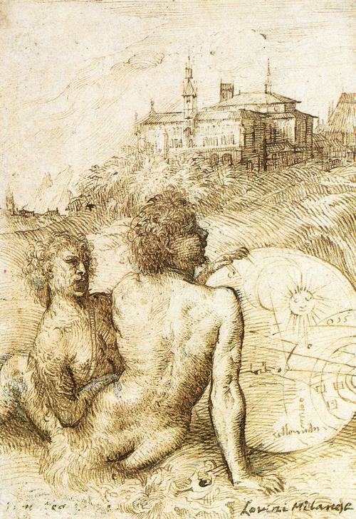Tizian: Zwei Satyre mit einer astrologischen Darstellung in einer Landschaft