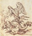 Tizian: Adler greifen einen Drachen an