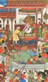 Mogulschule des Akbar: Akbar-Nameh. Akbar empfngt Abd-er-Rahhim in Agra