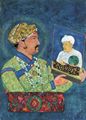 Mogulschule: Jahangir mit dem Porträt seines Vaters Akbar