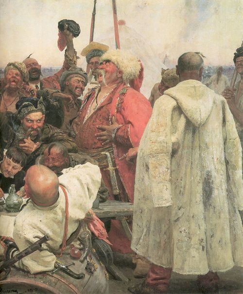 Repin, Ilja Jefimowitsch: Die Saporosher Kosaken schreiben einen Brief an den trkischen Sultan, Ausschnitt rechts
