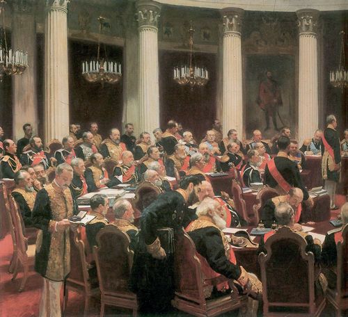 Repin, Ilja Jefimowitsch: Festsitzung des Staatsrates am 7. Mai 1901, Ausschnitt links