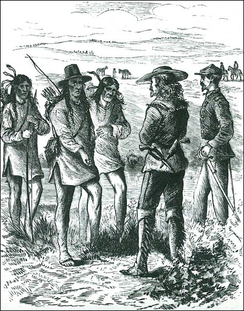 Davis, Theodore R.: Custer verhandelt mit Pawnee Killer, Sioux Chief