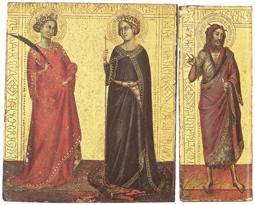 Daddi, Bernardo: Thronende Madonna mit Kind und den Hl. Nikolaus, Dominikus, Franziskus, Johannes dem Tufer, Margarete und Katharina