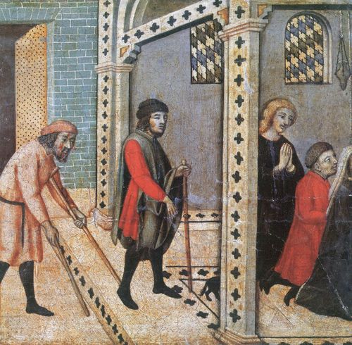 Pietro, Sano di: Aus dem Leben des Hl. Petrus Martyr: Blinde und Krppel beten am Grab des Heiligen
