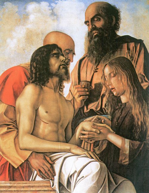 Bellini, Giovanni: Die Beweinung Christi mit den Hl. Joseph von Arimathia, Nikodemus und Maria Magdalena