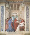 Melozzo da Forl: Sixtus IV. ernennt Bartolomeo Platina zum Prfekten der Biblioteca Vaticana
