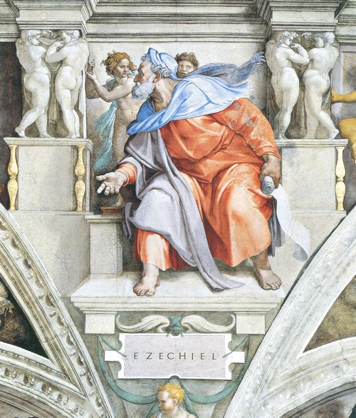 Michelangelo Buonarroti: Sixtinische Kapelle, Sibyllen und Propheten: Der Prophet Ezechiel