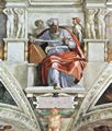 Michelangelo Buonarroti: Sixtinische Kapelle, Sibyllen und Proheten, Szene in Lünette: Der Prophet Joel