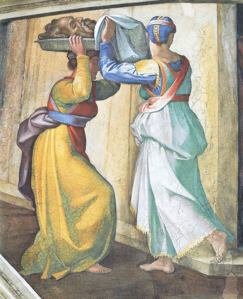 Michelangelo Buonarroti: Sixtinische Kapelle, Szenen aus dem alten Testament: Zwickel mit Judith und Holofernes, Detail