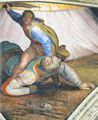 Michelangelo Buonarroti: Sixtinische Kapelle, Szenen aus dem alten Testament: Zwickel mit David und Goliath, Detail
