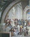 Raffael: Stanza della Segnatura im Vatikan für Papst Julius II., Wandfresko: Die Schule von Athen, Ausschnitt links