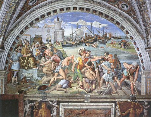 Raffael (Werkstatt): Der Sieg Leos IV. ber die Sarazenen in der Seeschlacht bei Ostia