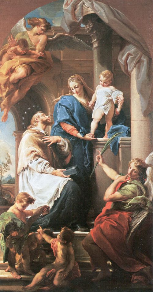 Batoni, Pompeo Girolamo: Der Hl. Johannes Nepomuk vor der Jungfrau Maria